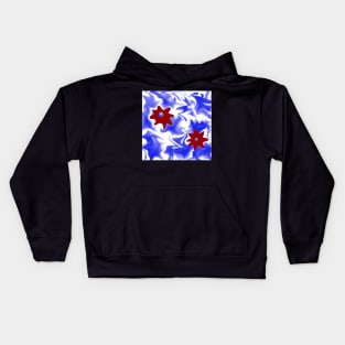 Two red blooms on blue Kids Hoodie